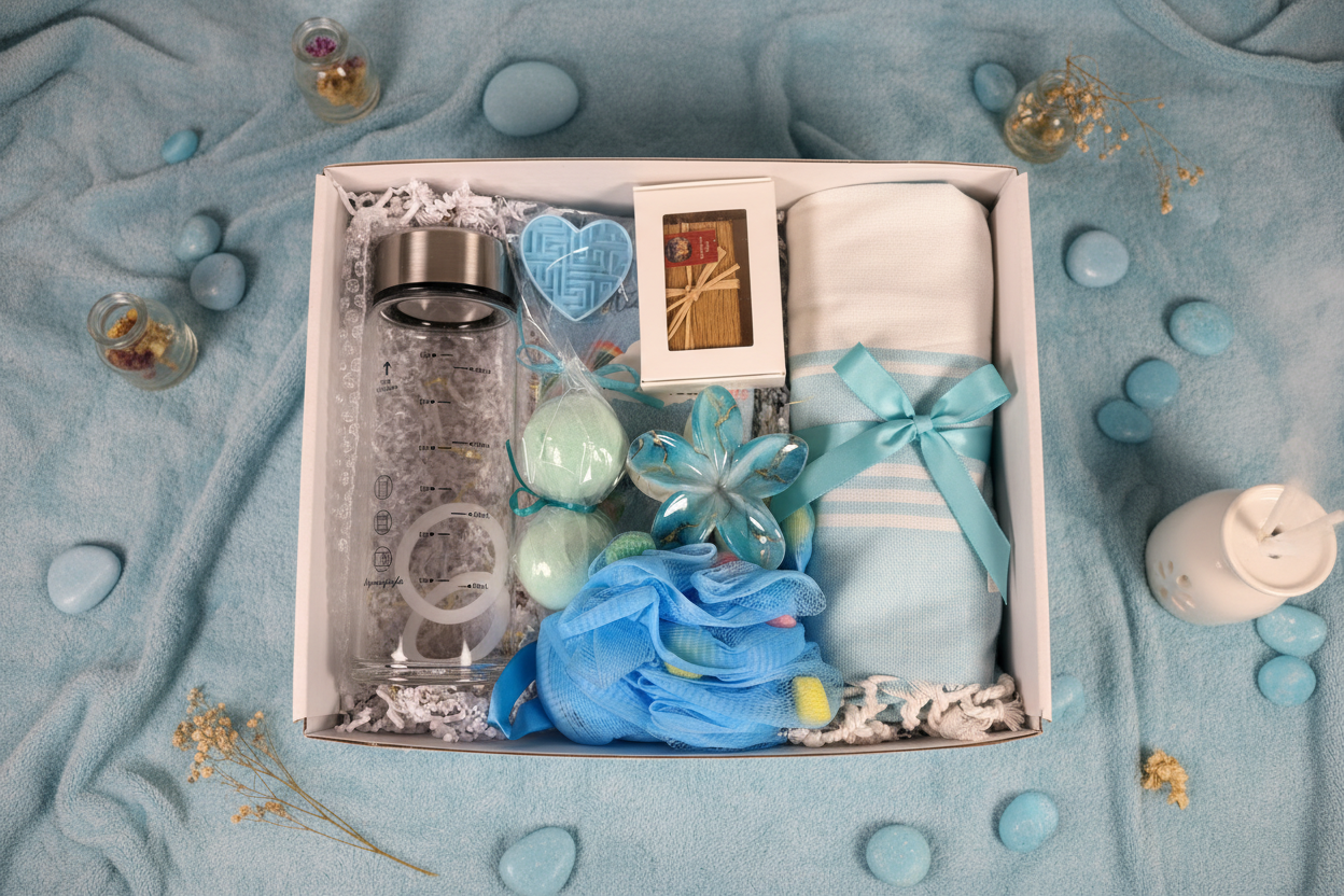 Blue Self-Care Set showing contents