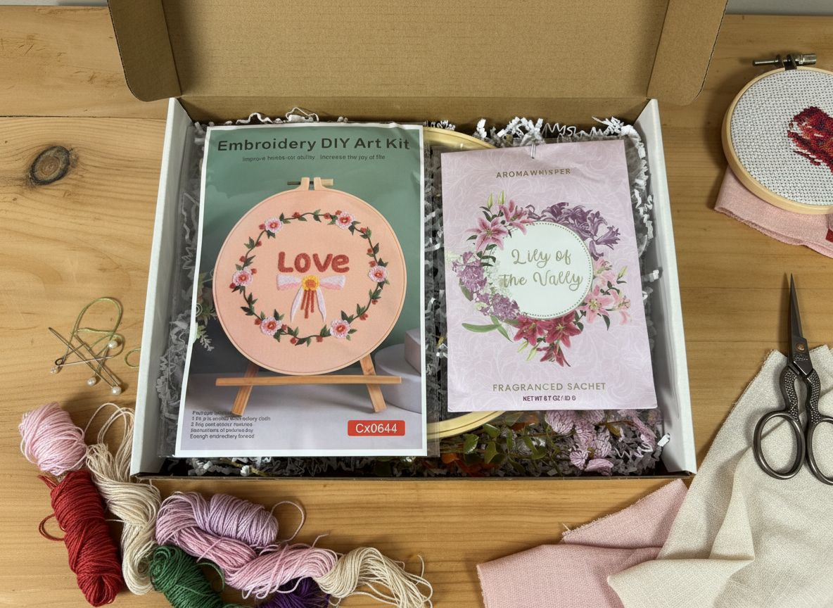Embroidery Craft Kit - Love showing contents