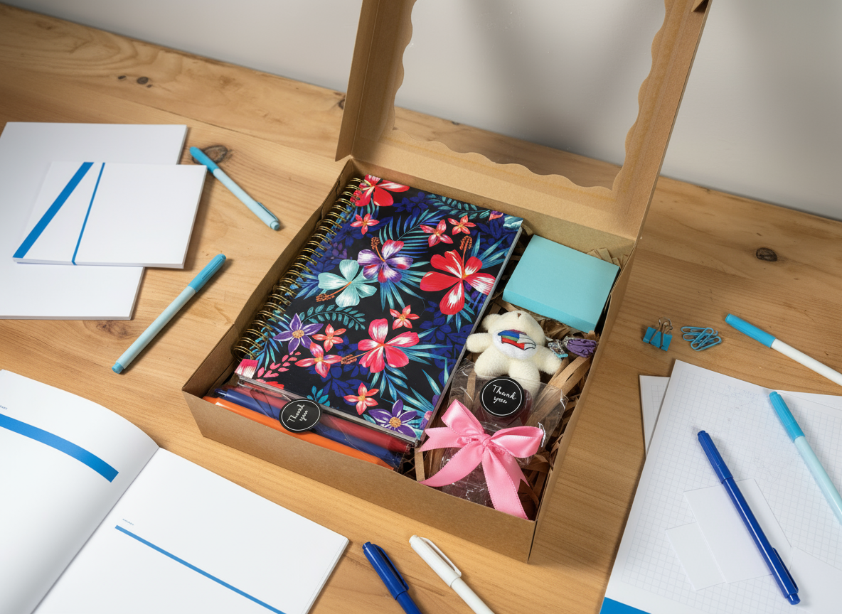 Stationery Lover Set - Blue/White box focused top view