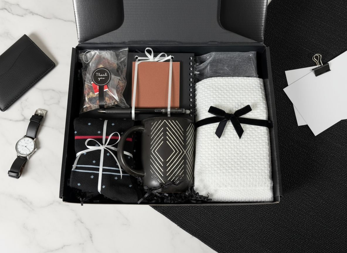 The Gentlemen's Box - Black & White showing contents