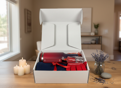 The Serenity Box - Red and Navy - Centered Open Box